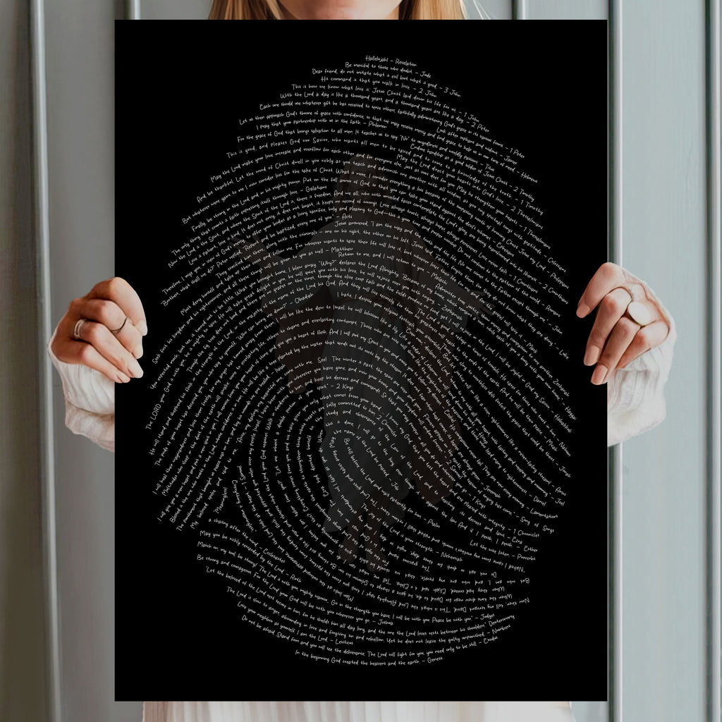 God's Fingerprints - White on Black | Tabletop Poster