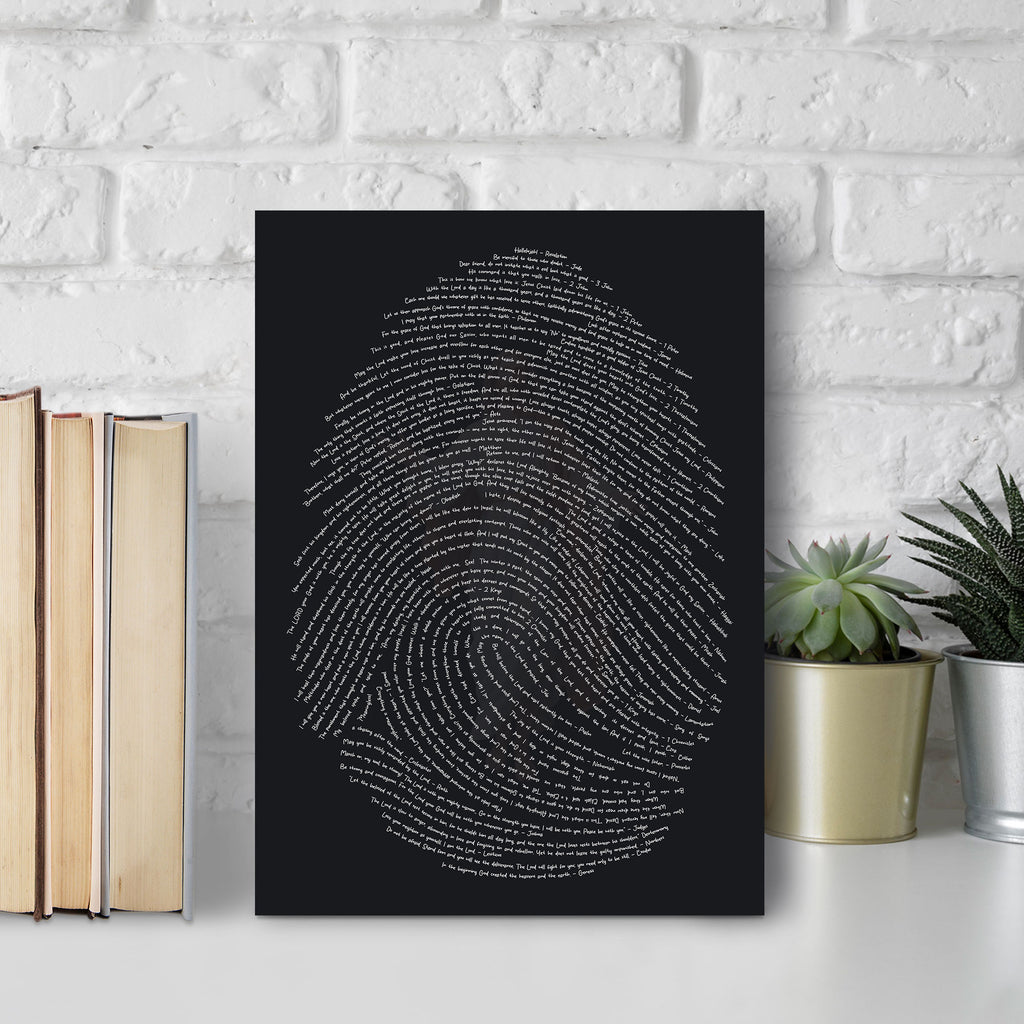 God's Fingerprints - White on Black | Tabletop Poster